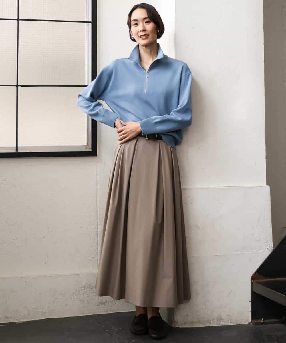FMHAG01270 MICHEL KLEIN(ミッシェルクラン) ウーリータックフレアスカート グレー