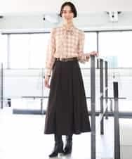FMHAG01270 MICHEL KLEIN(ミッシェルクラン) ウーリータックフレアスカート グレー