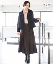 FMHAG01270 MICHEL KLEIN(ミッシェルクラン) ウーリータックフレアスカート グレー