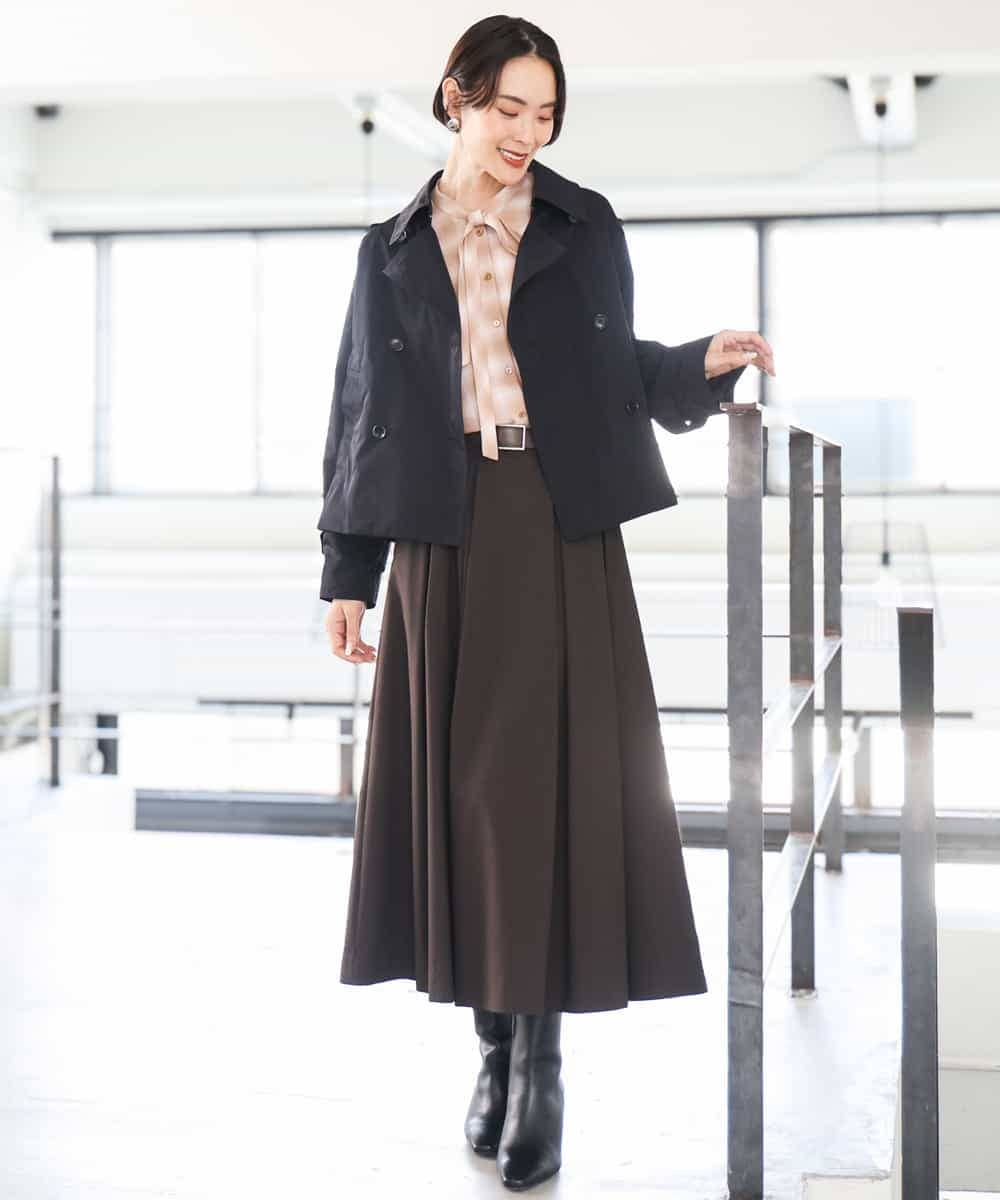 FMHAG01270 MICHEL KLEIN(ミッシェルクラン) ウーリータックフレアスカート グレー