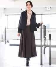 FMHAG01270 MICHEL KLEIN(ミッシェルクラン) ウーリータックフレアスカート グレー