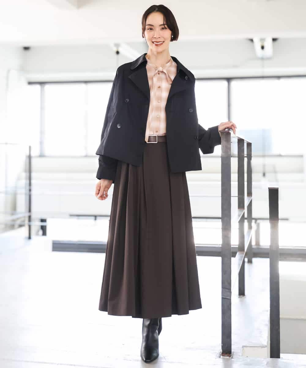 FMHAG01270 MICHEL KLEIN(ミッシェルクラン) ウーリータックフレアスカート グレー