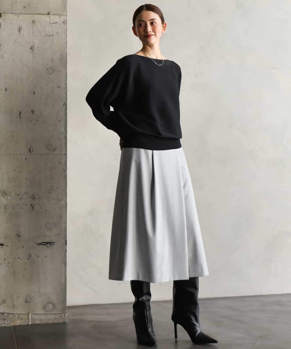 FMHAG41240 MICHEL KLEIN(ミッシェルクラン) ラップAラインスカート ライトグレー