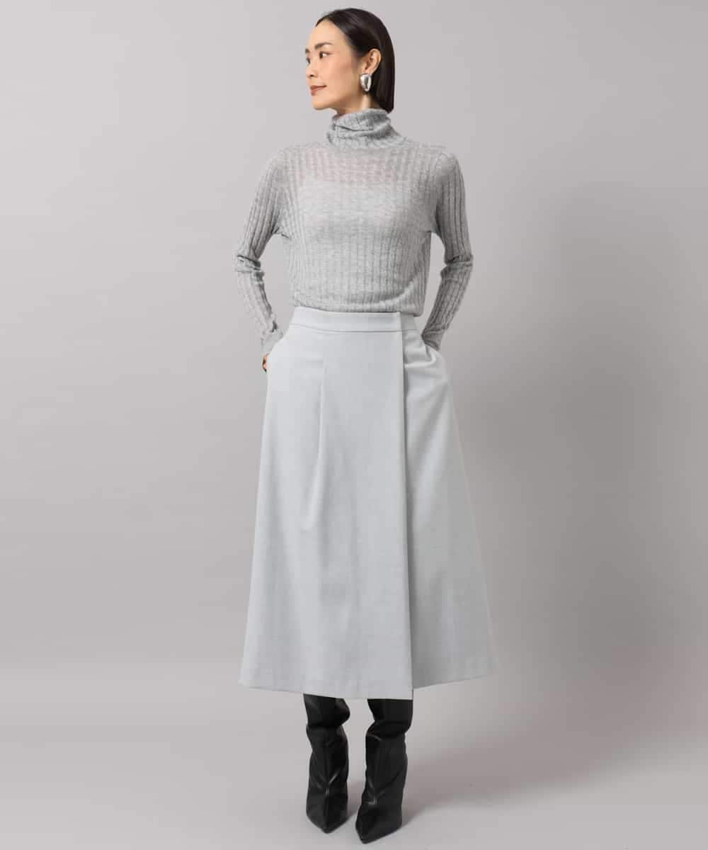 FMHAG41240 MICHEL KLEIN(ミッシェルクラン) ラップAラインスカート ライトグレー