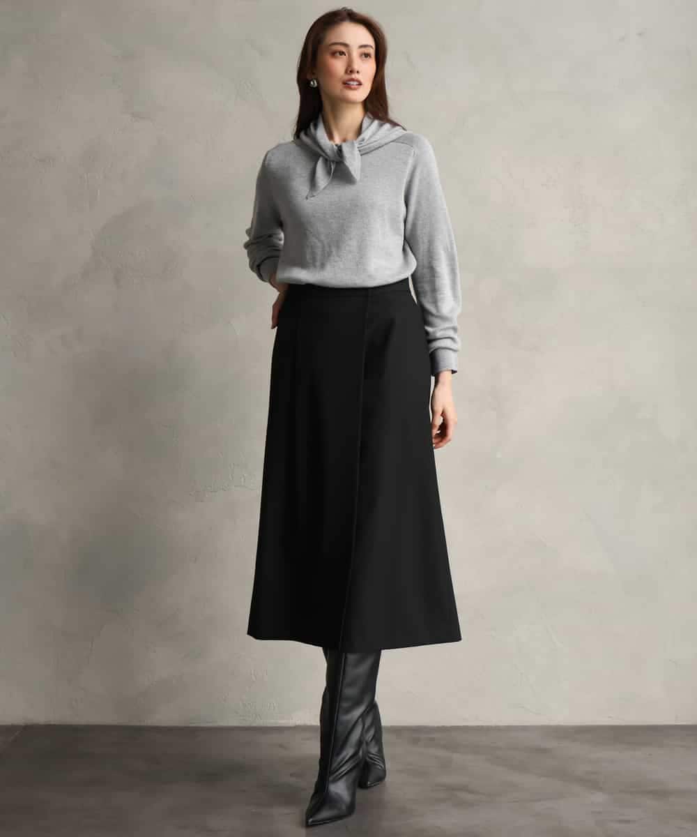 FMHAG41240 MICHEL KLEIN(ミッシェルクラン) ラップAラインスカート ライトグレー