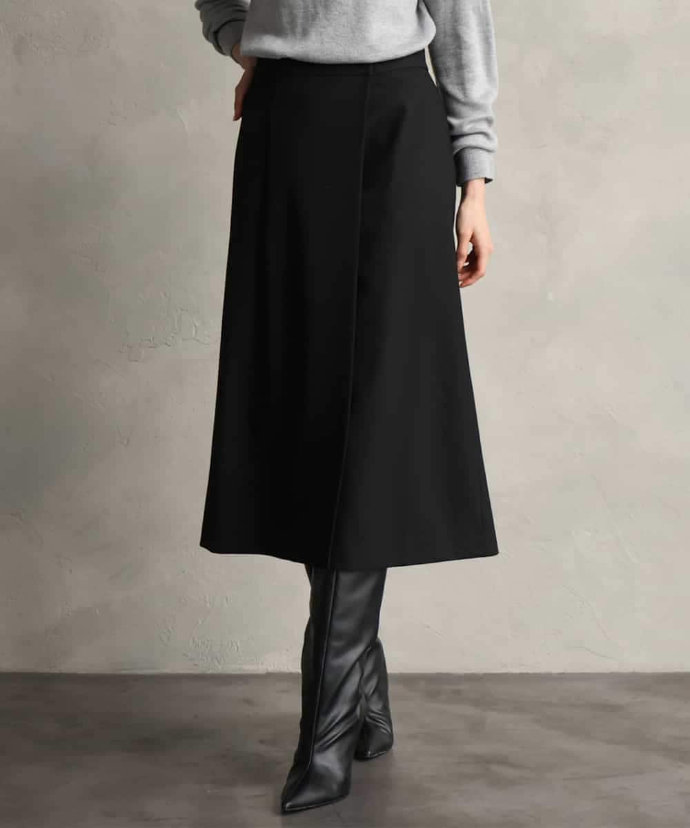 FMHAG41240 MICHEL KLEIN(ミッシェルクラン) ラップAラインスカート ブラック