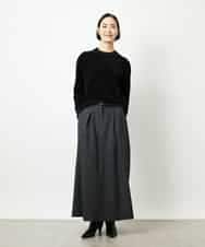 FMHBD24240 MICHEL KLEIN(ミッシェルクラン) ミモレ丈チェック柄Aラインスカート ブラック