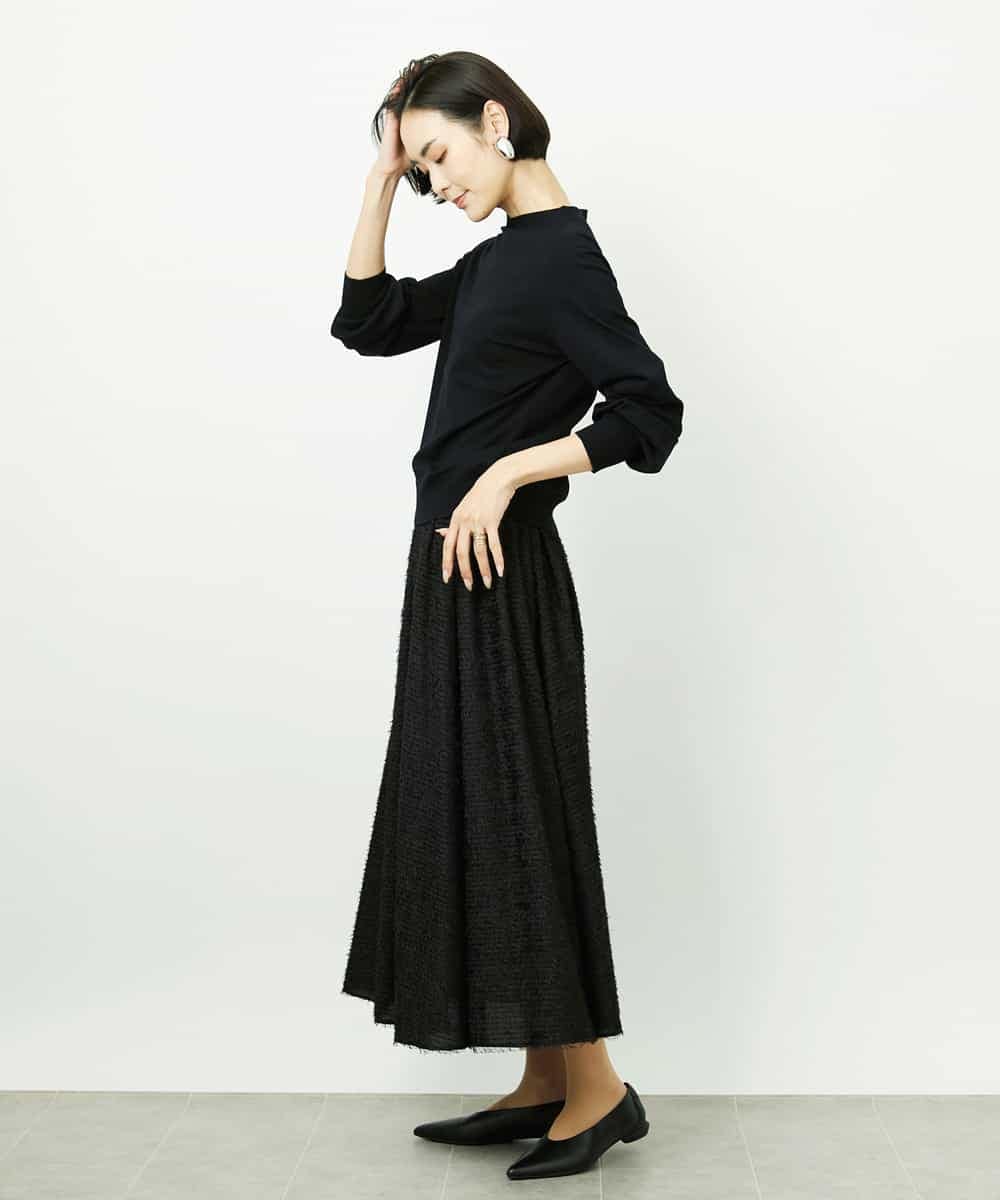 FMHDD03250 MICHEL KLEIN(ミッシェルクラン) [セットアップ対応/コージーボトム]ギャザースカート ブラック