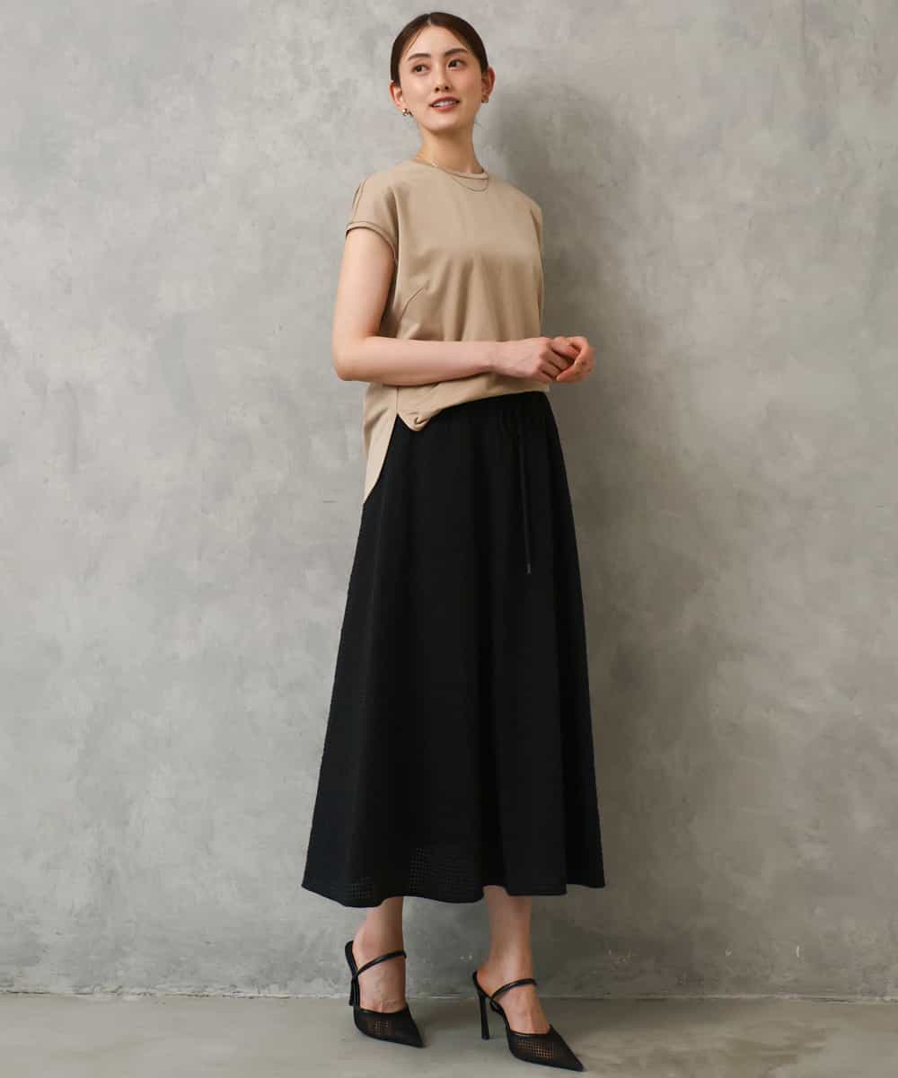 FMHGD05240 MICHEL KLEIN(ミッシェルクラン) [セットアップ対応/リラックスボトム]ワッフルギャザースカート ネイビー