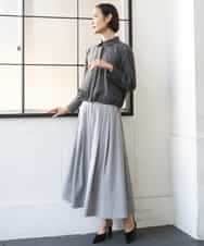FMHGD08290 MICHEL KLEIN(ミッシェルクラン) デニムライクシャンブレー Aラインスカート ネイビー