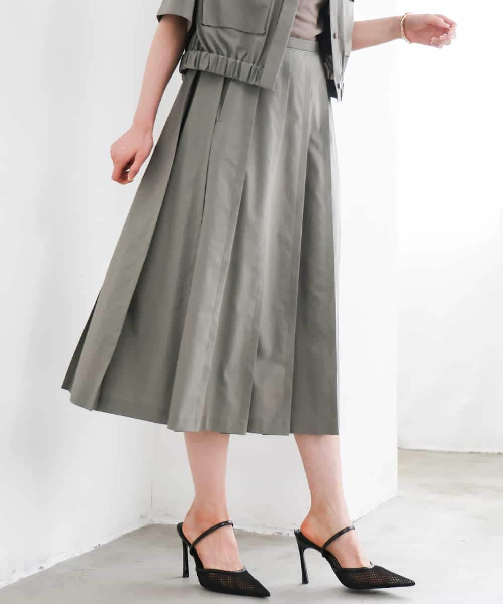 FMHGD12330 MICHEL KLEIN(ミッシェルクラン) [セットアップ対応]プリーツスカート カーキ