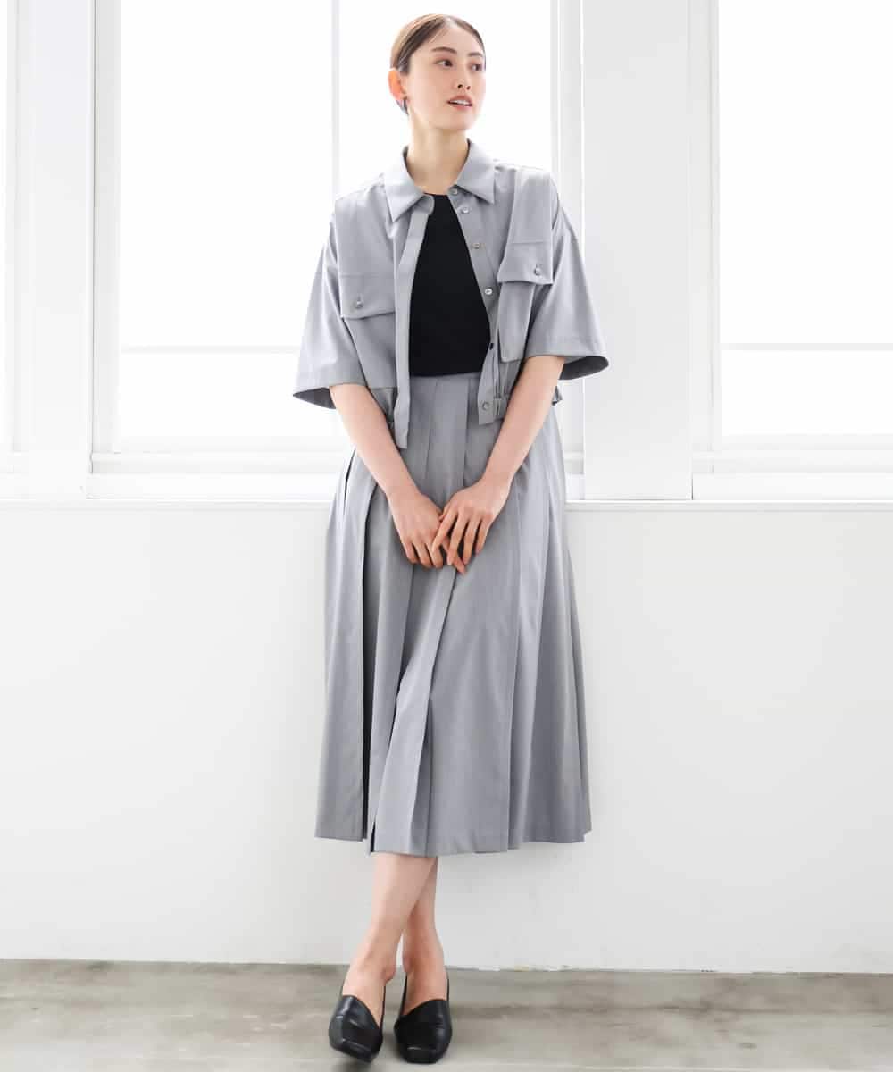 FMHGD12330 MICHEL KLEIN(ミッシェルクラン) [セットアップ対応]プリーツスカート カーキ