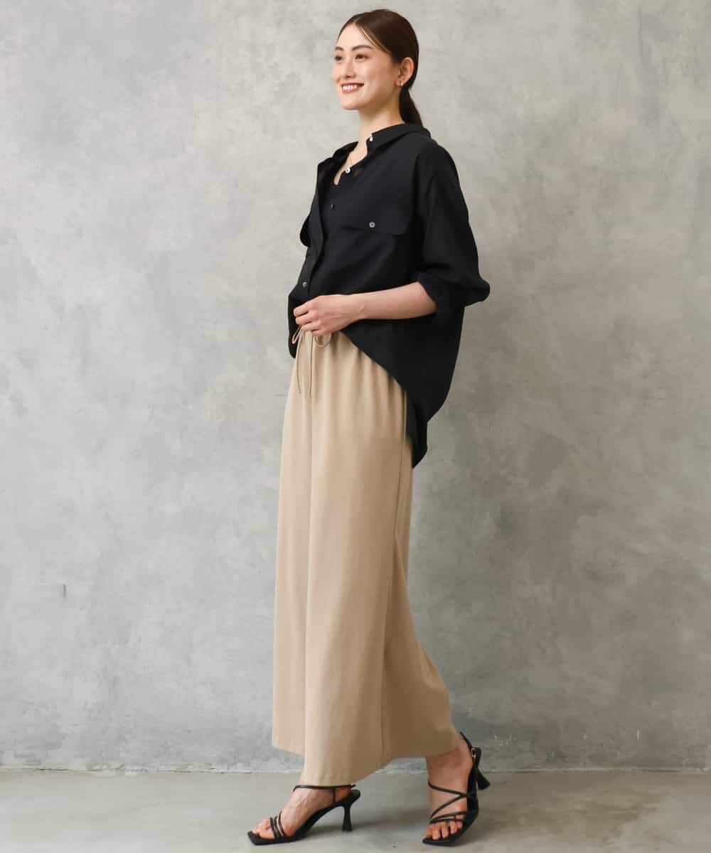 FMHGD15290 MICHEL KLEIN(ミッシェルクラン) [セットアップ対応/リラックスボトム]ヴィンテージサテンフレアスカート ベージュ