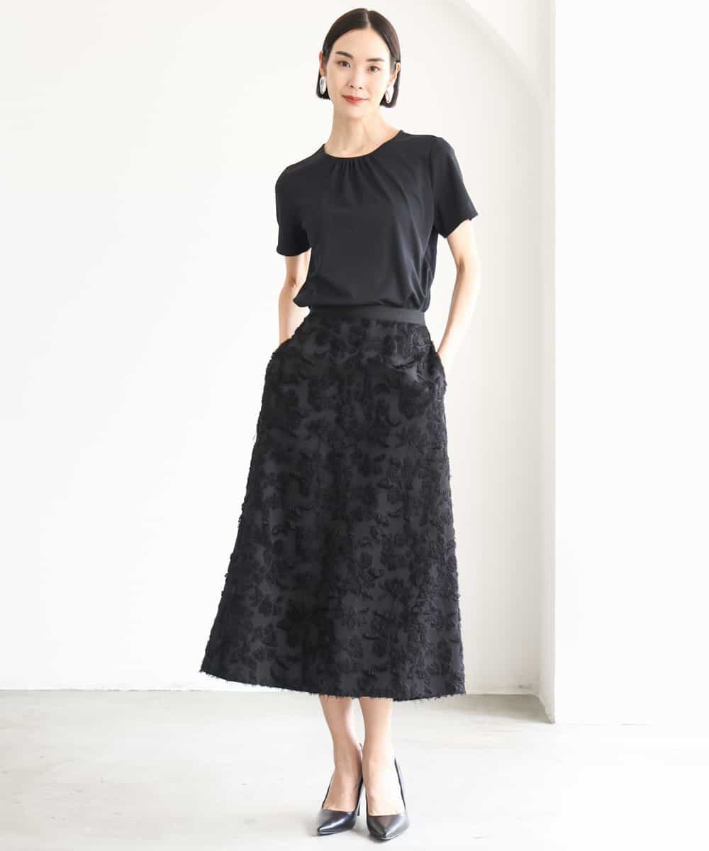 FMHHD05260 MICHEL KLEIN(ミッシェルクラン) フラワージャカードペンシルスカート ブラック
