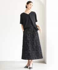 FMHHD05260 MICHEL KLEIN(ミッシェルクラン) フラワージャカードペンシルスカート ブラック
