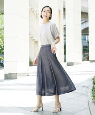 FMHHD05330 MICHEL KLEIN(ミッシェルクラン) [セットアップ対応]デニムライク フレアスカート ネイビー