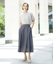 FMHHD05330 MICHEL KLEIN(ミッシェルクラン) [セットアップ対応]デニムライク フレアスカート ネイビー