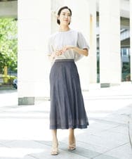 FMHHD05330 MICHEL KLEIN(ミッシェルクラン) [セットアップ対応]デニムライク フレアスカート ネイビー