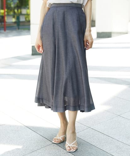 FMHHD05330 MICHEL KLEIN [セットアップ対応]デニムライク フレアスカート