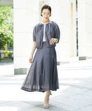 FMHHD05330 MICHEL KLEIN(ミッシェルクラン) [セットアップ対応]デニムライク フレアスカート ネイビー