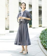FMHHD05330 MICHEL KLEIN(ミッシェルクラン) [セットアップ対応]デニムライク フレアスカート ネイビー
