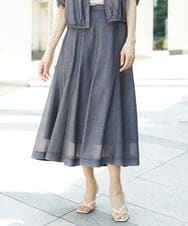 FMHHD05330 MICHEL KLEIN(ミッシェルクラン) [セットアップ対応]デニムライク フレアスカート ネイビー