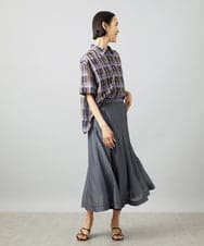 FMHHD05330 MICHEL KLEIN(ミッシェルクラン) [セットアップ対応]デニムライク フレアスカート ネイビー