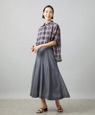 FMHHD05330 MICHEL KLEIN(ミッシェルクラン) [セットアップ対応]デニムライク フレアスカート ネイビー