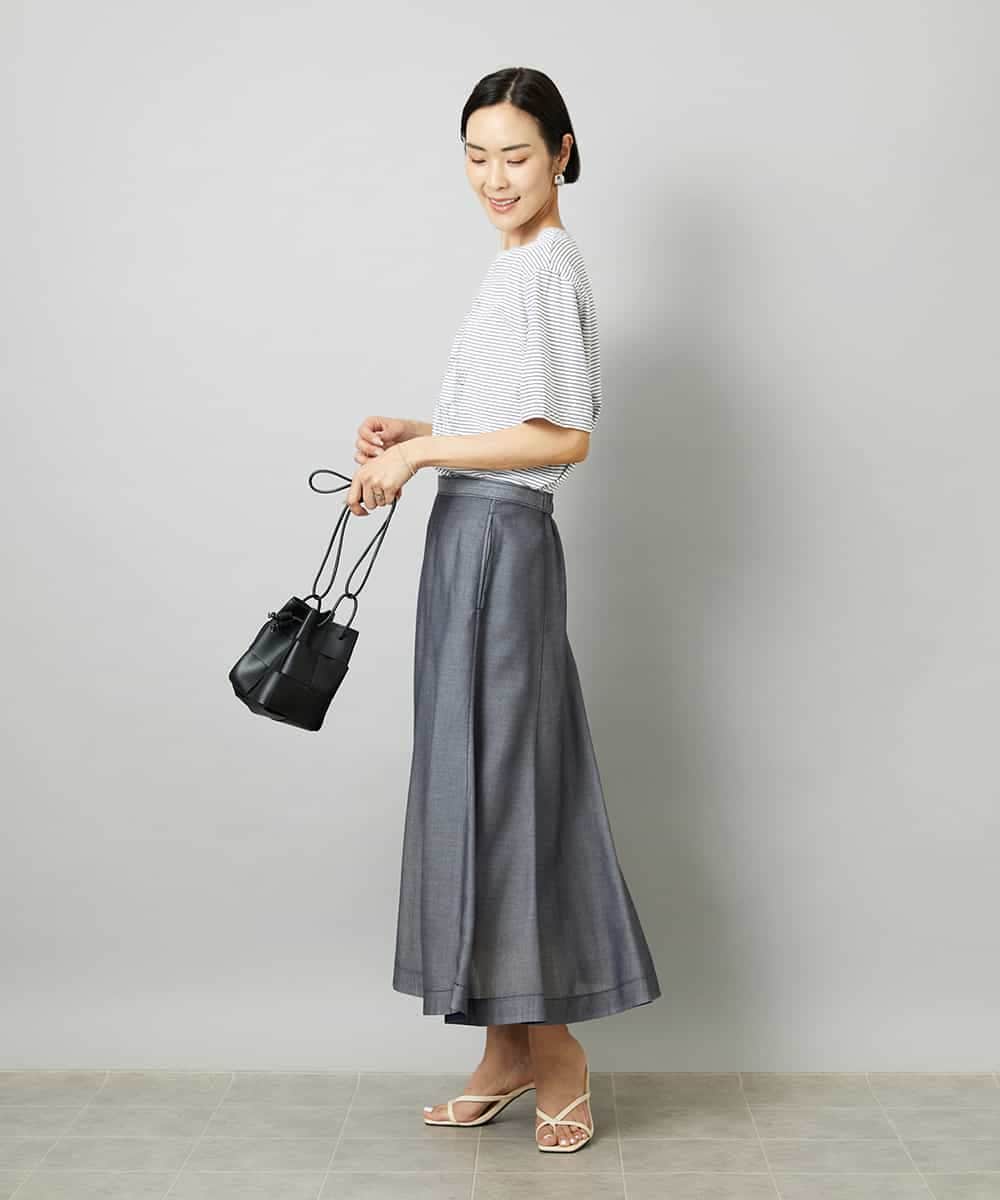 FMHHD05330 MICHEL KLEIN(ミッシェルクラン) [セットアップ対応]デニムライク フレアスカート ネイビー