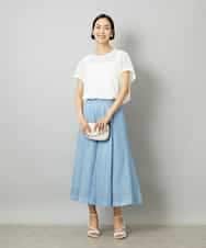 FMHHD05330 MICHEL KLEIN(ミッシェルクラン) [セットアップ対応]デニムライク フレアスカート ネイビー