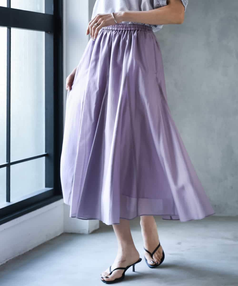 FMHJD02270 MICHEL KLEIN(ミッシェルクラン) シアーフレアスカート パープル