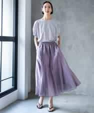 FMHJD02270 MICHEL KLEIN(ミッシェルクラン) シアーフレアスカート パープル