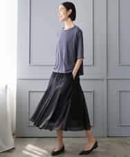 FMHJD02270 MICHEL KLEIN(ミッシェルクラン) シアーフレアスカート パープル