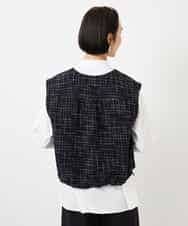 FMJDD11330 MICHEL KLEIN(ミッシェルクラン) ファンシーツイード フィッシャーマンジレ ネイビー