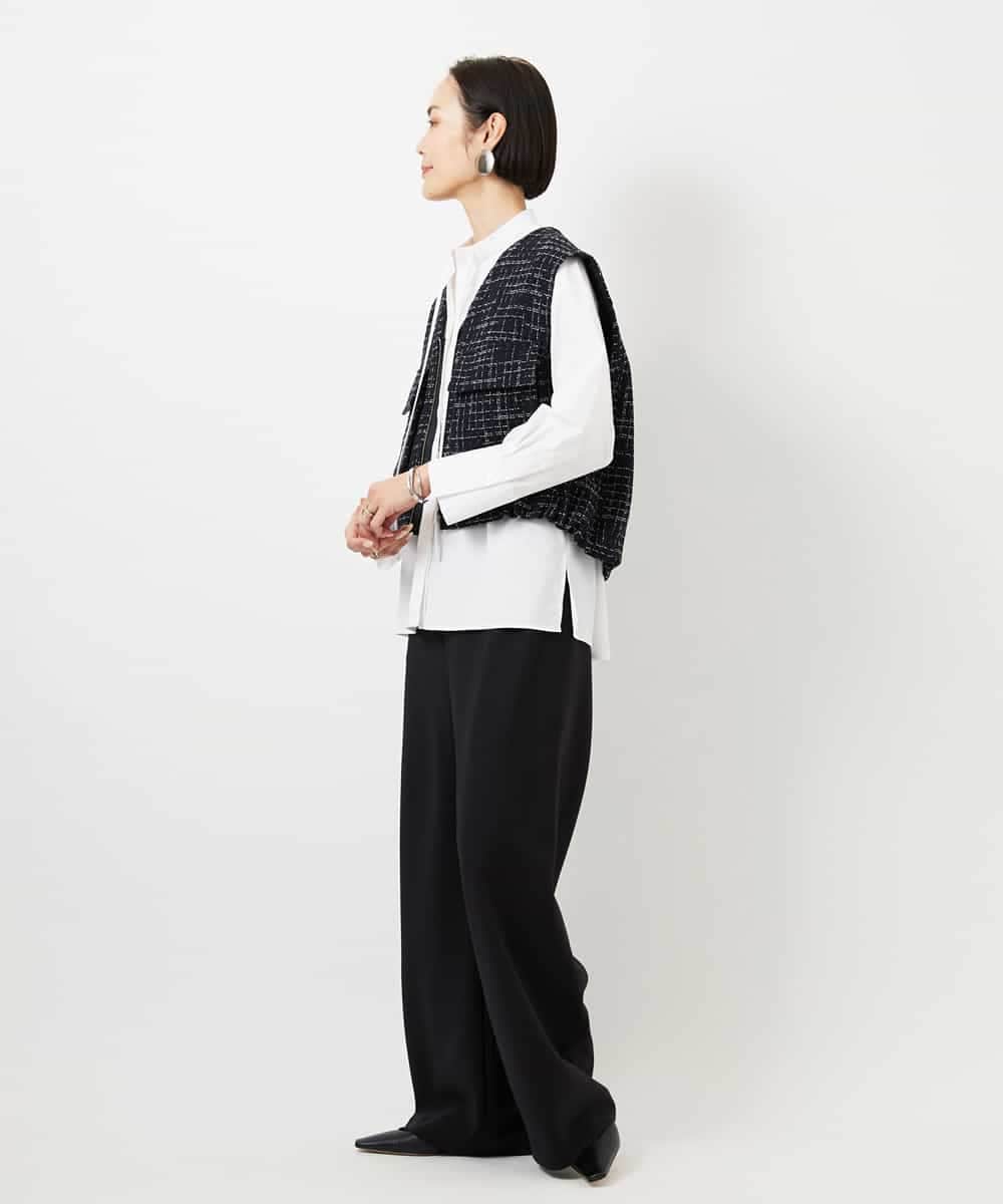 FMJDD11330 MICHEL KLEIN(ミッシェルクラン) ファンシーツイード フィッシャーマンジレ ネイビー