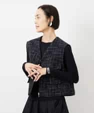 FMJDD11330 MICHEL KLEIN(ミッシェルクラン) ファンシーツイード フィッシャーマンジレ ネイビー