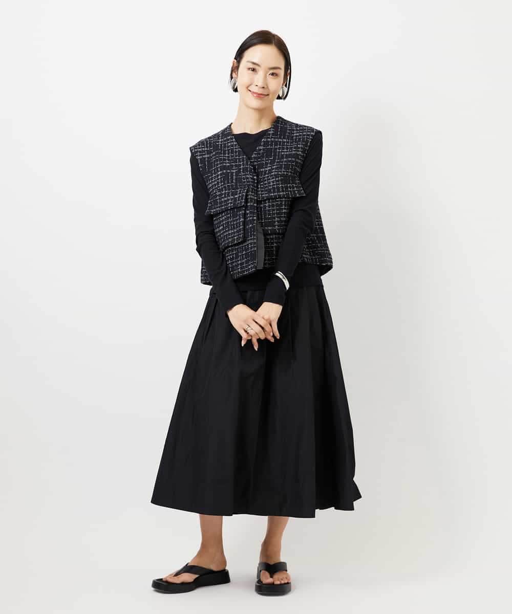 FMJDD11330 MICHEL KLEIN(ミッシェルクラン) ファンシーツイード フィッシャーマンジレ ネイビー