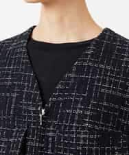FMJDD11330 MICHEL KLEIN(ミッシェルクラン) ファンシーツイード フィッシャーマンジレ ネイビー