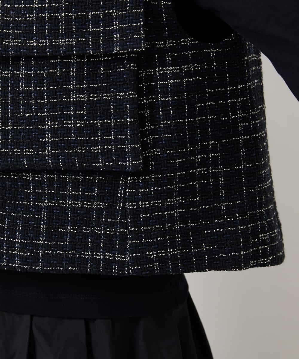 FMJDD11330 MICHEL KLEIN(ミッシェルクラン) ファンシーツイード フィッシャーマンジレ ネイビー