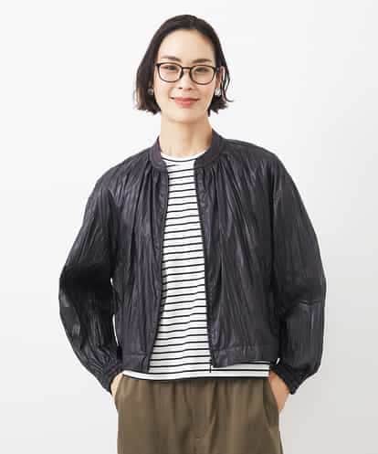 FMJGA06330 MICHEL KLEIN ［セットアップ対応］クラッシュレザーライクノーカラーブルゾン