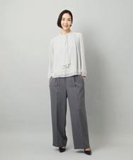 FMKAD02170 MICHEL KLEIN(ミッシェルクラン) ボウタイ付き2WAYブラウソ― ライトグレー