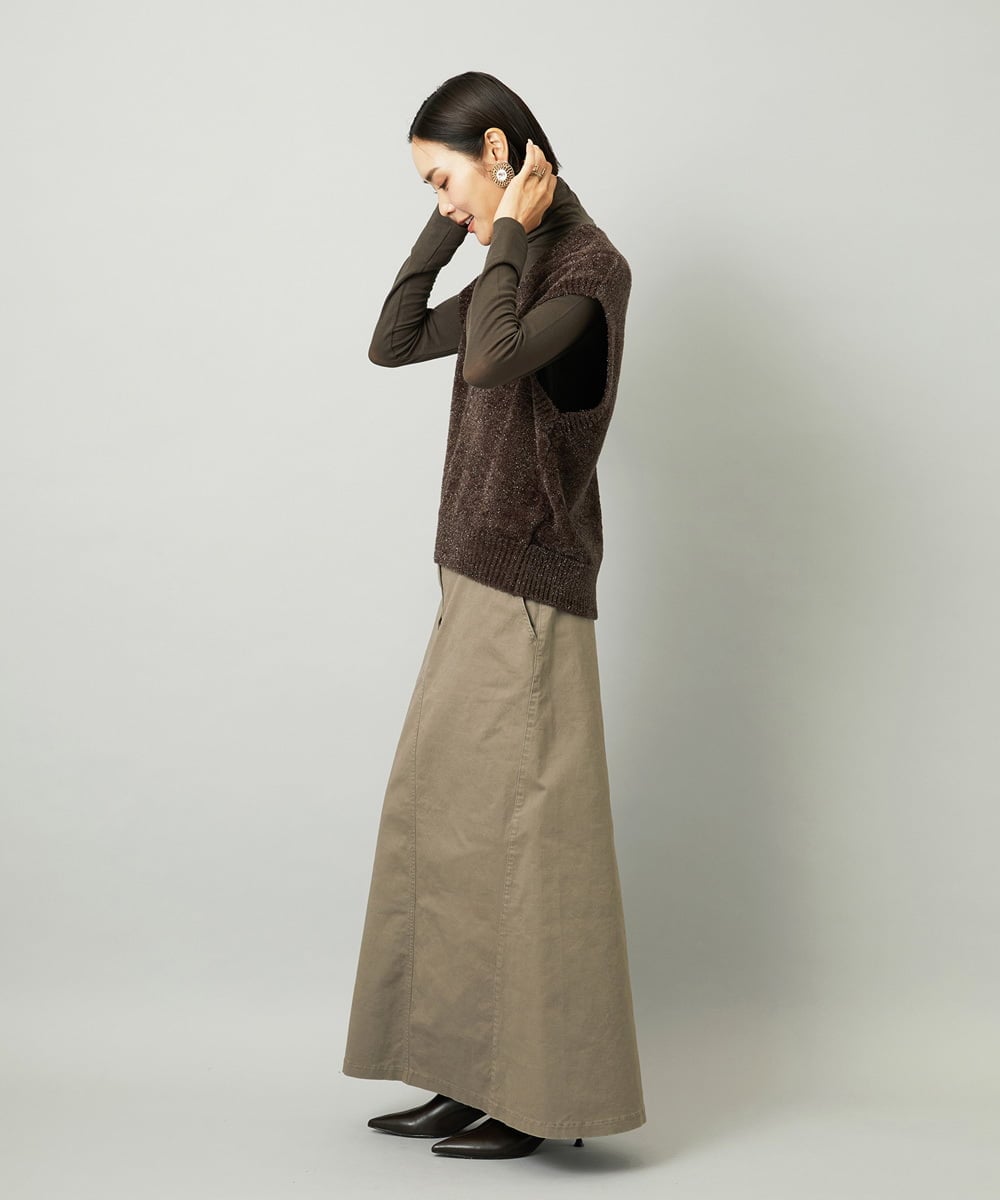 FMKAD19130 MICHEL KLEIN(ミッシェルクラン) ［レイヤードにおすすめ］シアーハイネックカットソー ブラウン