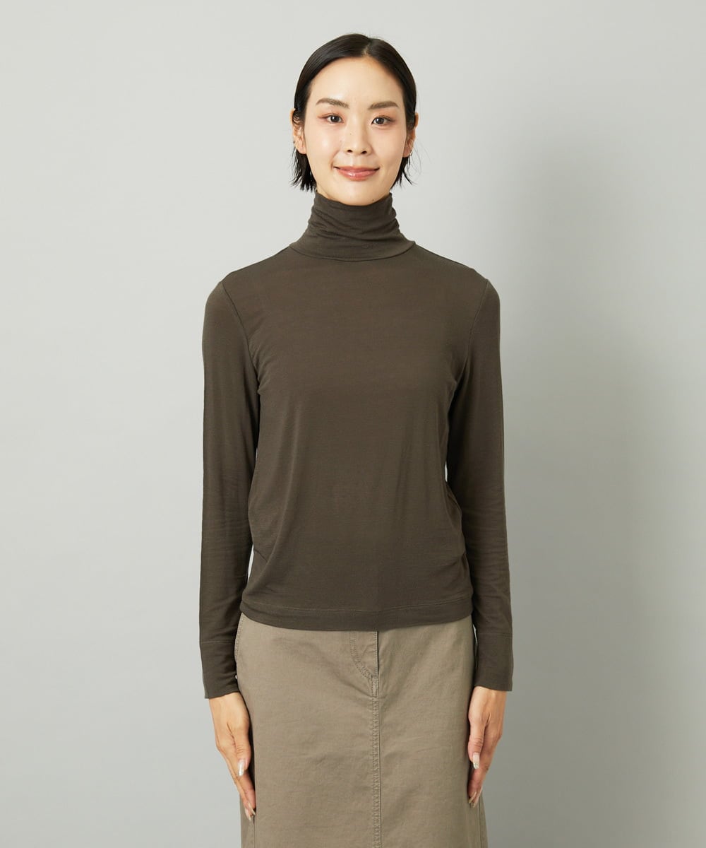 FMKAD19130 MICHEL KLEIN(ミッシェルクラン) ［レイヤードにおすすめ］シアーハイネックカットソー ブラウン