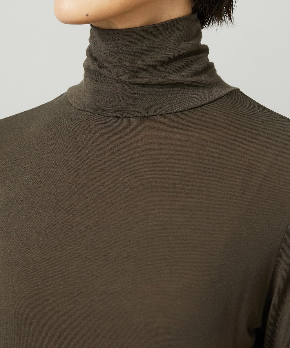 FMKAD19130 MICHEL KLEIN(ミッシェルクラン) ［レイヤードにおすすめ］シアーハイネックカットソー ブラウン