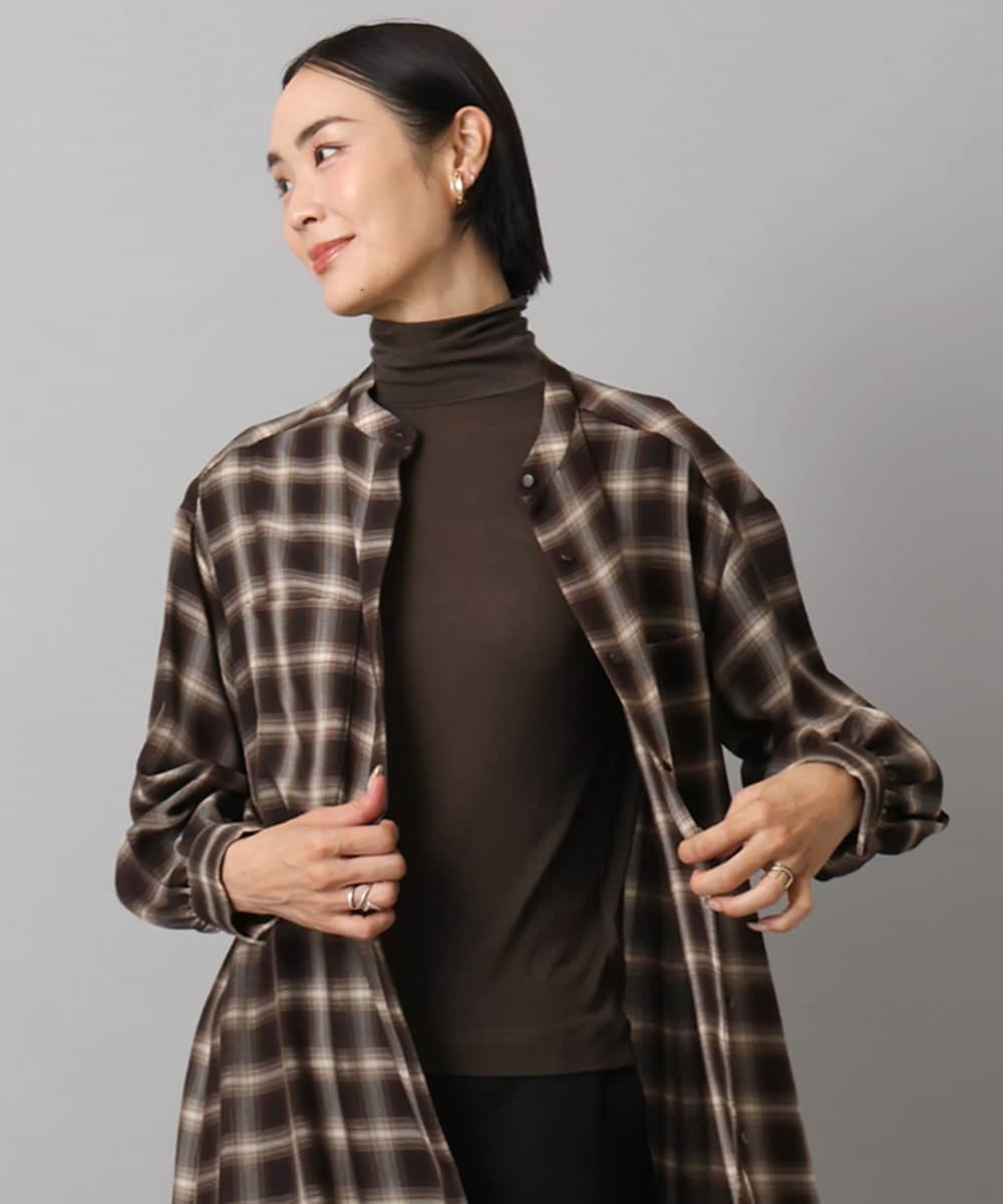 FMKAD19130 MICHEL KLEIN(ミッシェルクラン) ［レイヤードにおすすめ］シアーハイネックカットソー ブラウン