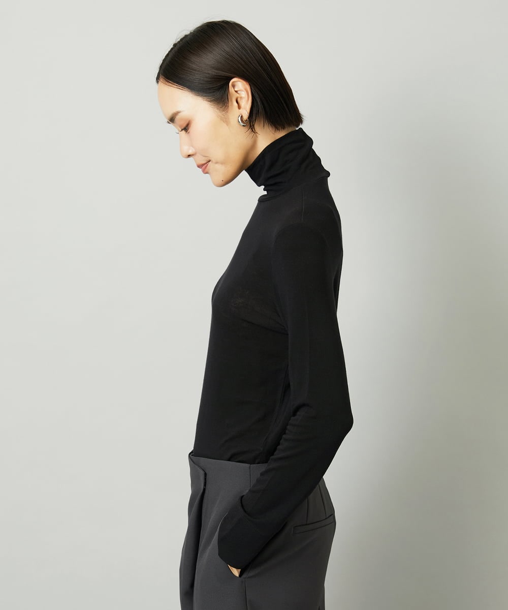 FMKAD19130 MICHEL KLEIN(ミッシェルクラン) ［レイヤードにおすすめ］シアーハイネックカットソー ブラック