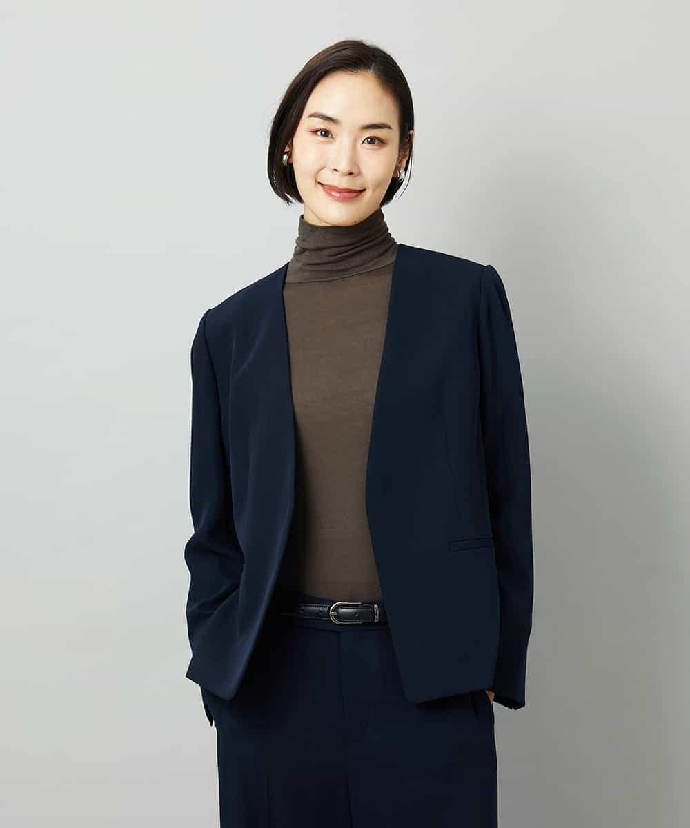 FMKAD19130 MICHEL KLEIN(ミッシェルクラン) ［レイヤードにおすすめ］シアーハイネックカットソー ブラウン