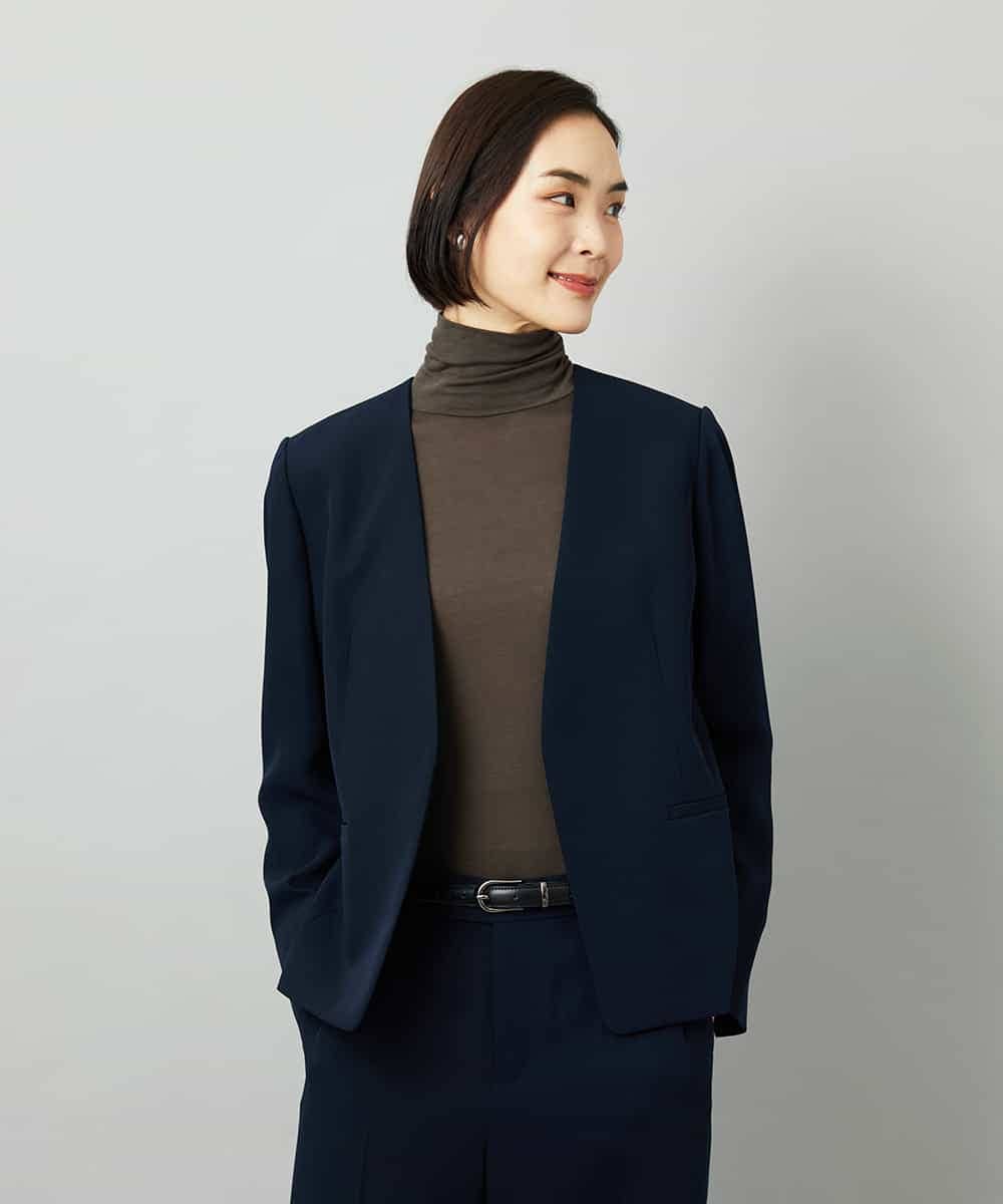 FMKAD19130 MICHEL KLEIN(ミッシェルクラン) ［レイヤードにおすすめ］シアーハイネックカットソー ブラウン