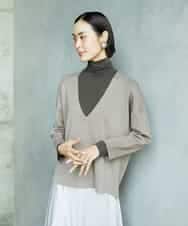 FMKAD19130 MICHEL KLEIN(ミッシェルクラン) ［レイヤードにおすすめ］シアーハイネックカットソー ブラウン