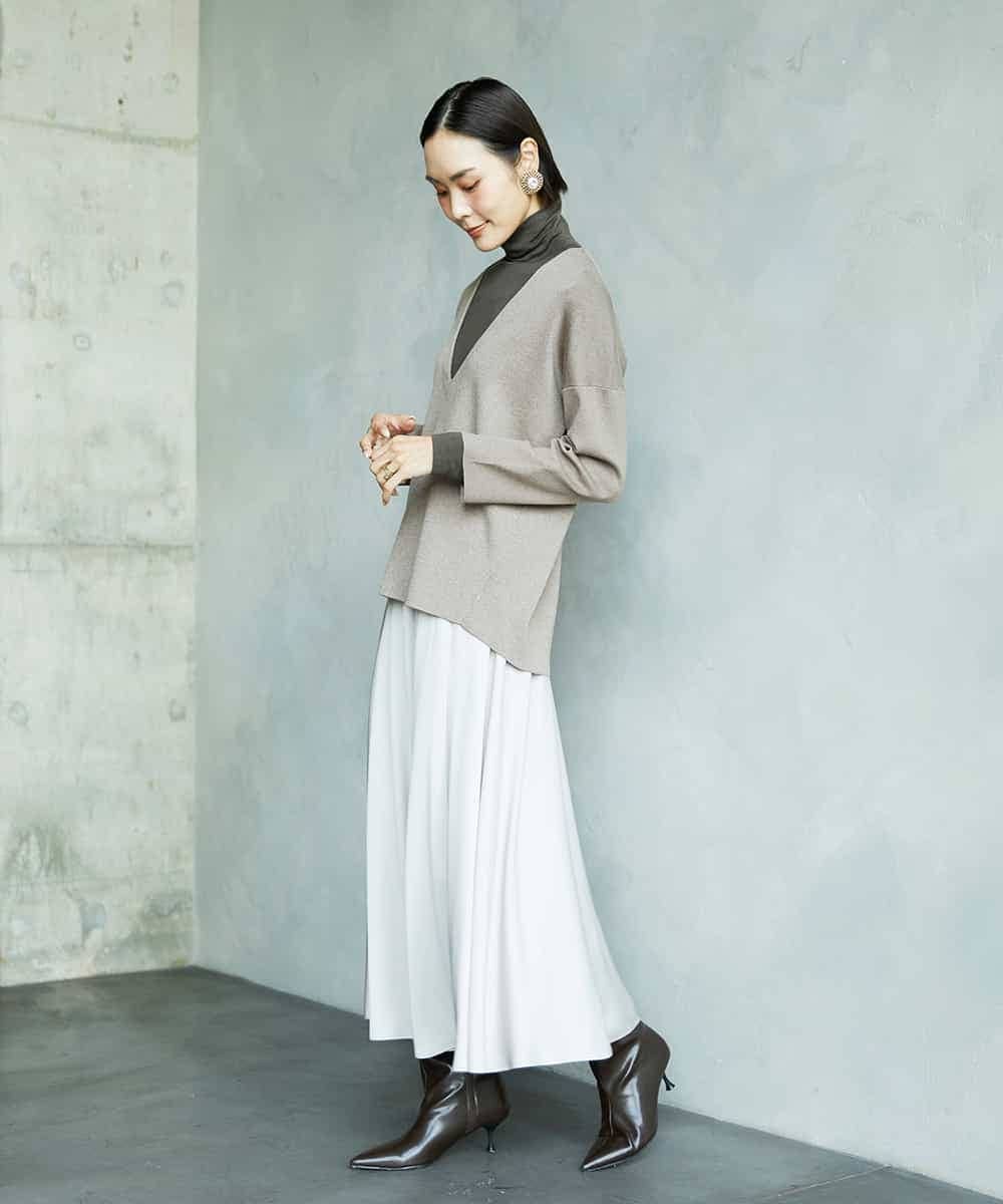 FMKAD19130 MICHEL KLEIN(ミッシェルクラン) ［レイヤードにおすすめ］シアーハイネックカットソー ブラウン